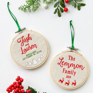 Custom Family Christmas Ornament- Reindeer & Christmas Trees