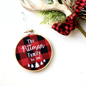 Custom Family Christmas Ornament- Reindeer & Christmas Trees