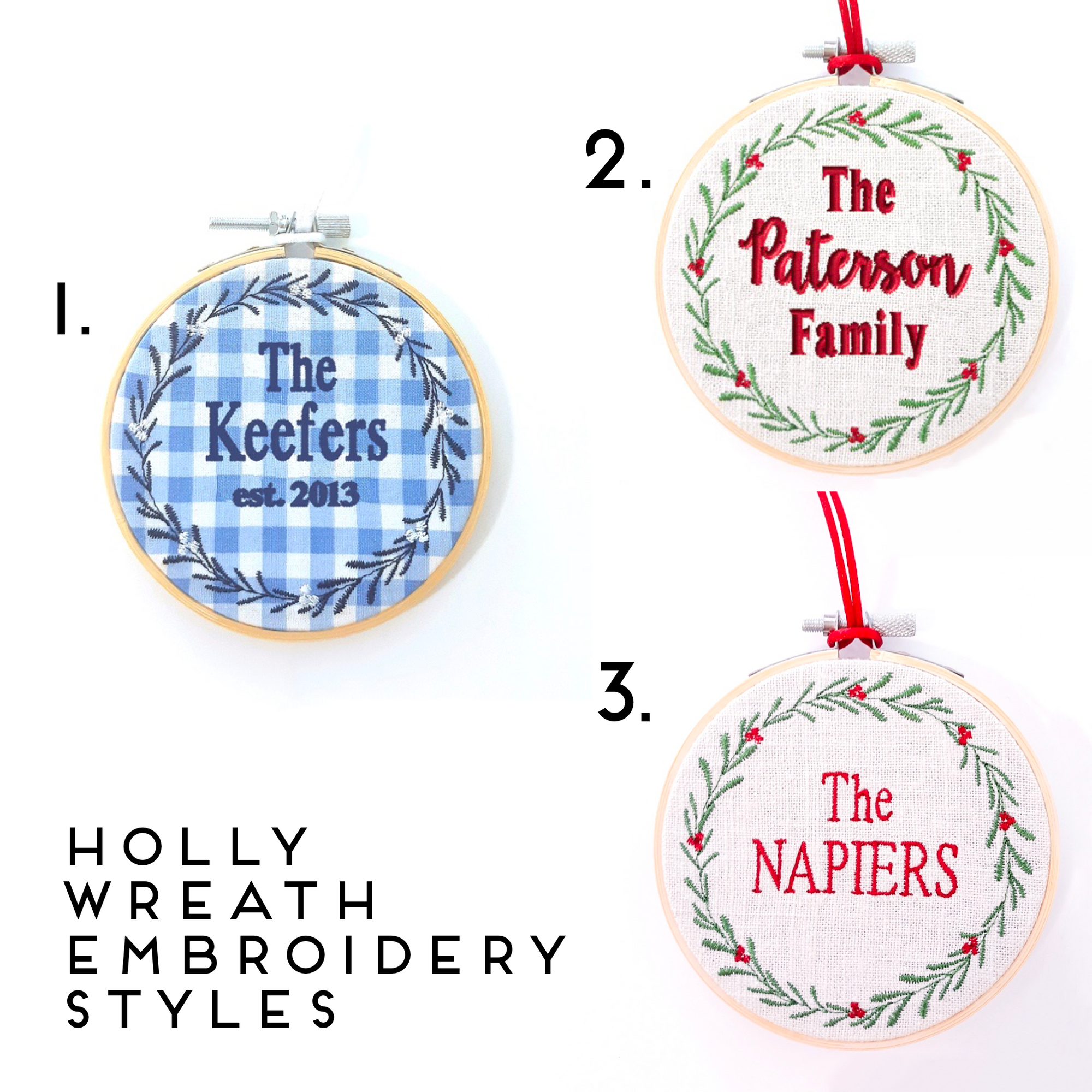 Family Holly Wreath Ornament - as seen on HGTV, Home Town