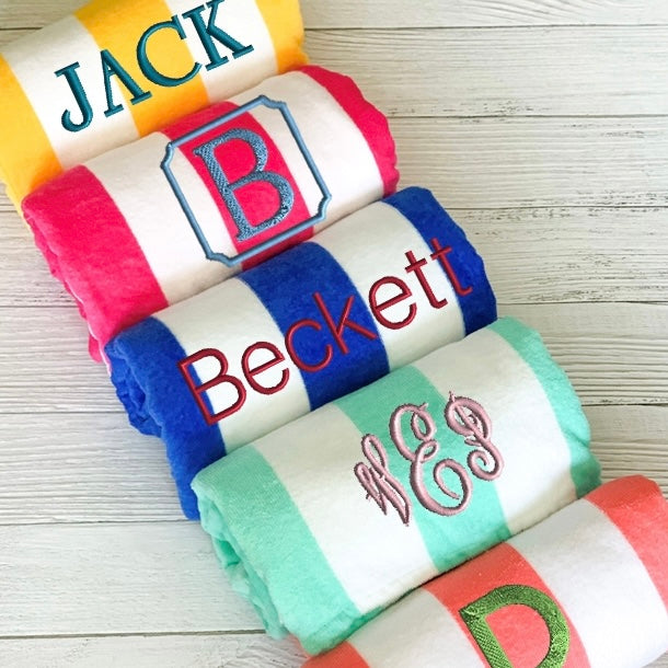 Custom Kids Embroidered Cabana Beach Towels, 28x60"